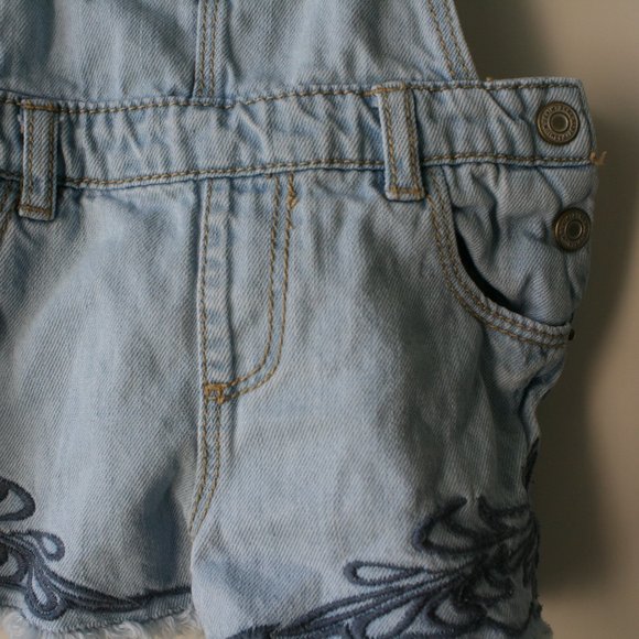 2/$20 Zara baby girl jean overall shorts 9 months - Picture 8 of 16